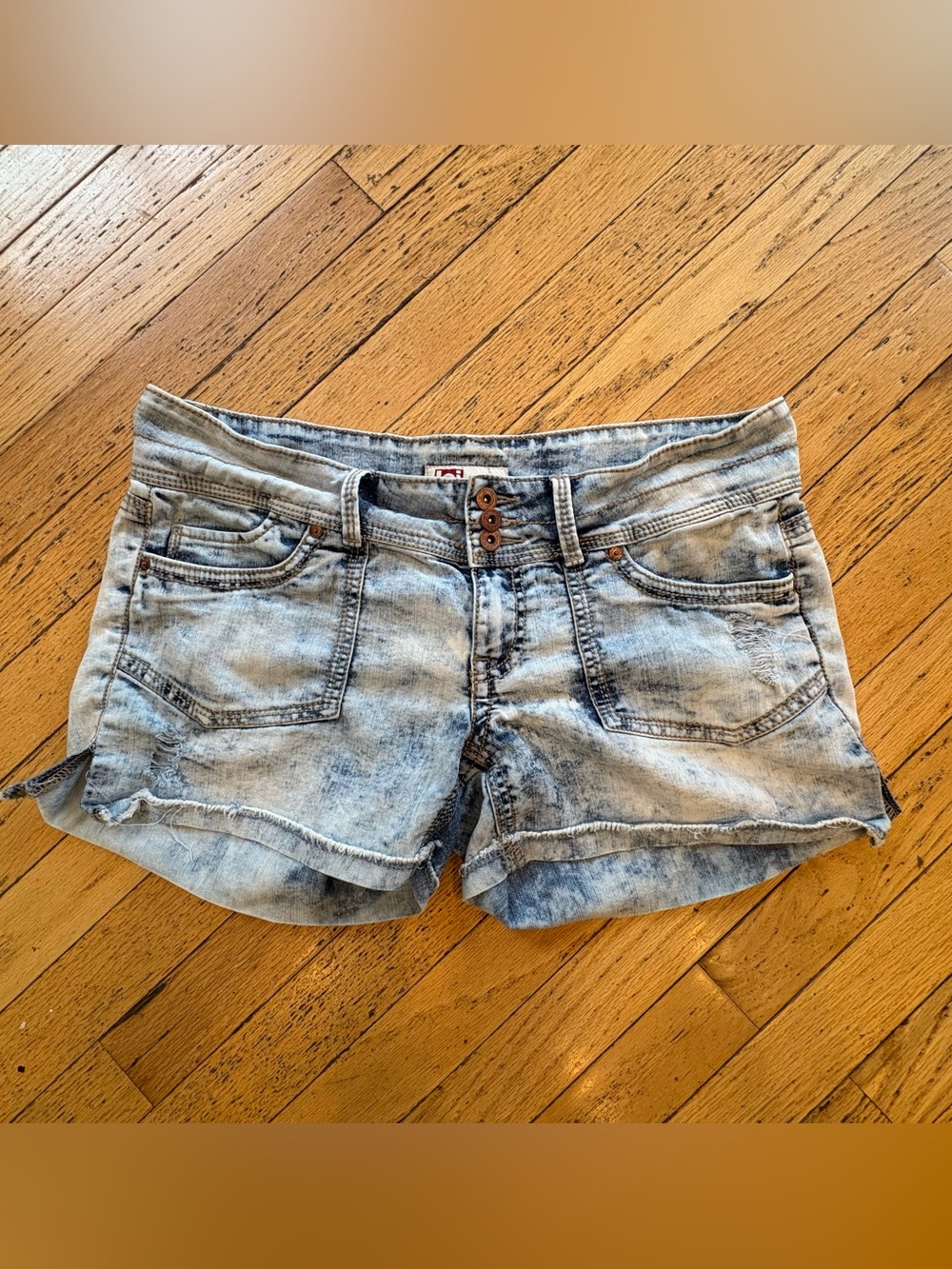 lei Light Blue Acid Wash Denim Shorts